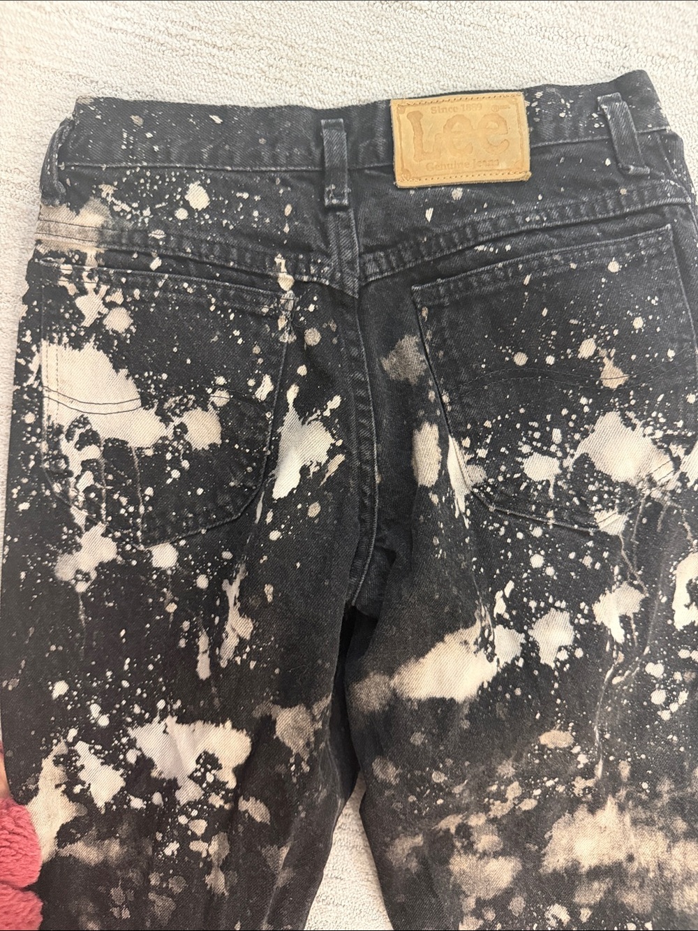 Lee Men’s Black Denim Jeans with White Bleach-Splatter